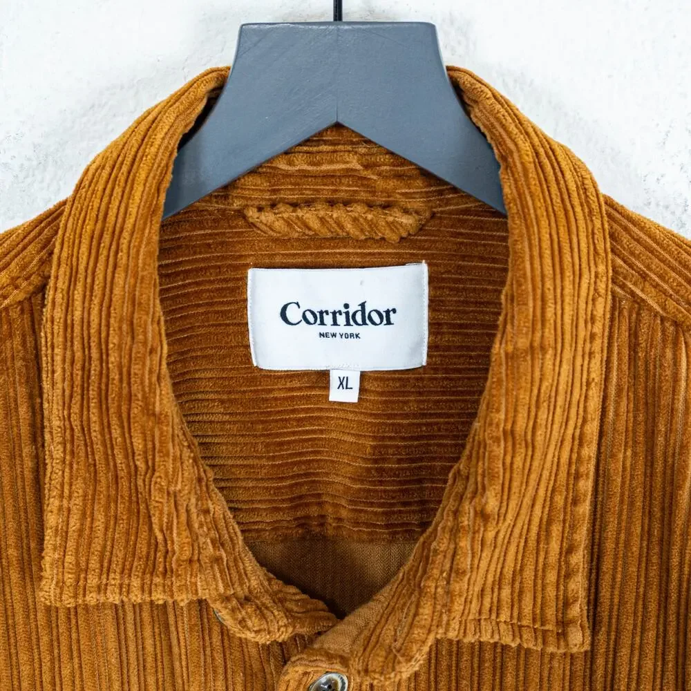 CORRIDOR NY Variegated Cord Over Shirt Jacket Thrush Brown XL